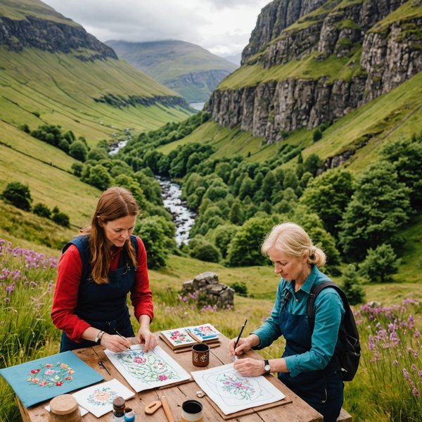 Quels sont les critères pour choisir une location de vacances en Écosse avec des cours de broderie et des randonnées en montagne?